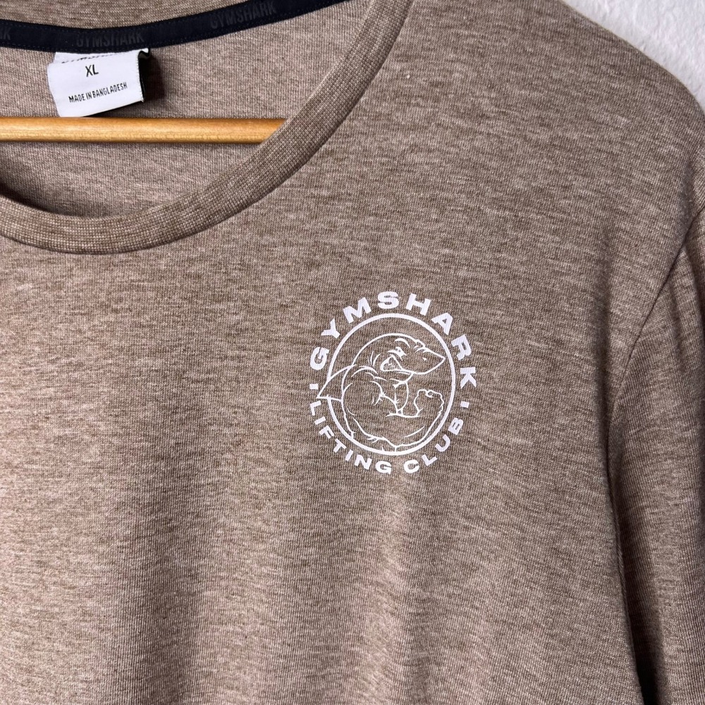Gymshark Legacy Lifting Club Long Sleeve T-Shirt Mens XL Heather Brown A2A1G - Picture 3 of 7